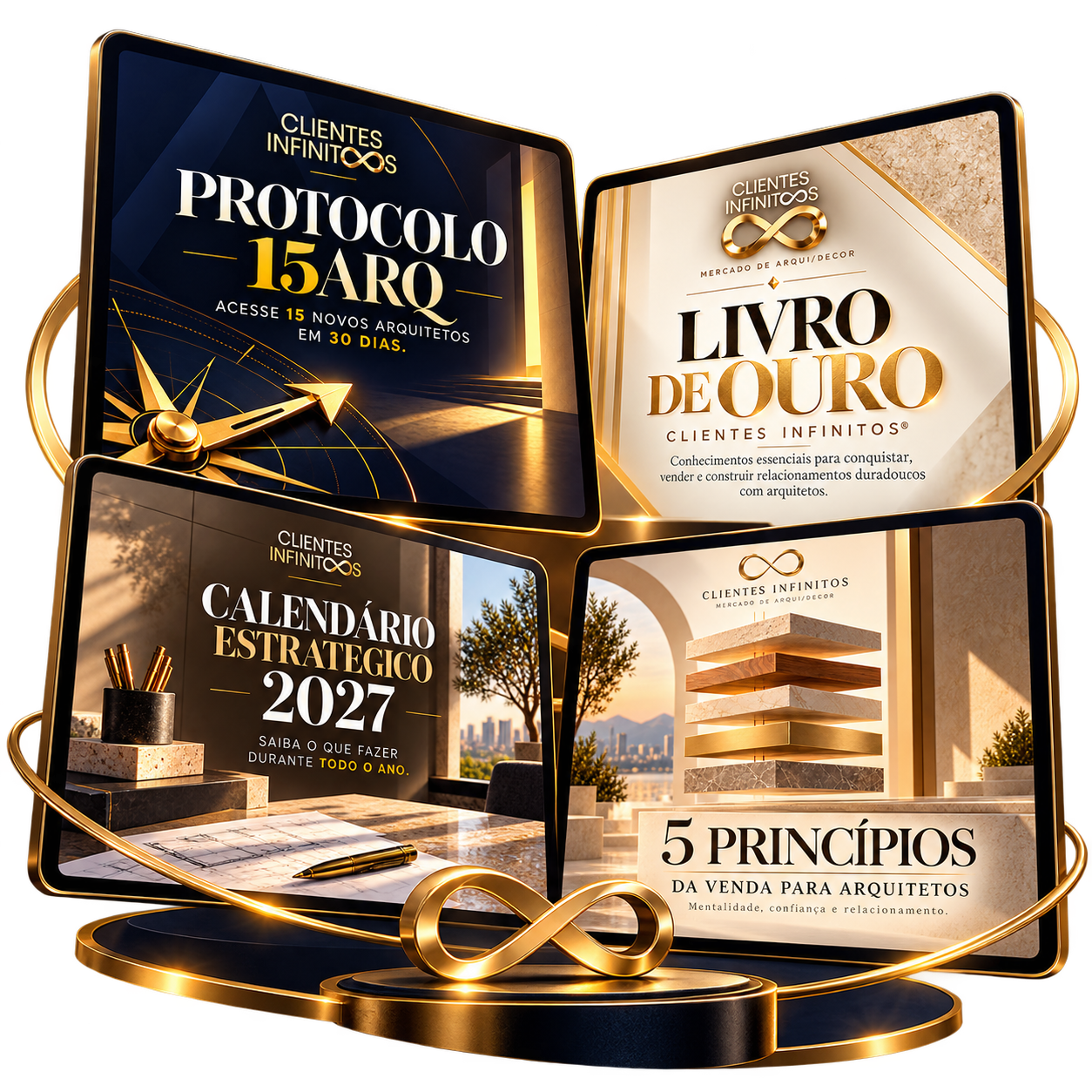 Produtos e ferramentas da Catri Atta: Protocolo 15ARQ, Livro de Ouro, Calendário Estratégico 2027 e 5 Princípios